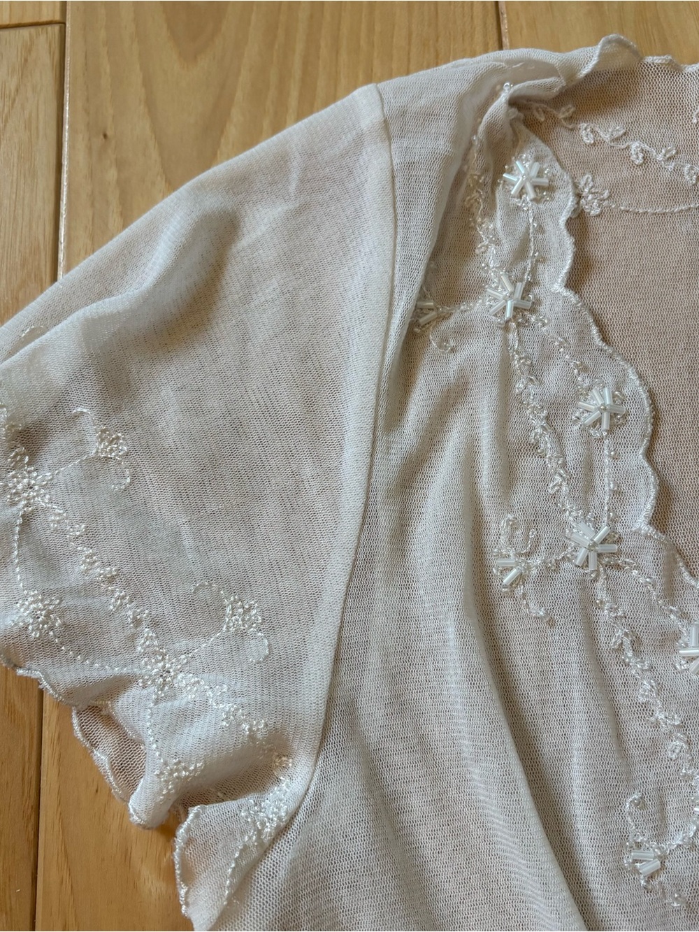 SOLD Vintage Y2K Pierri New York V Neck Mesh Embroidered Beaded Top - Picture 3 of 10